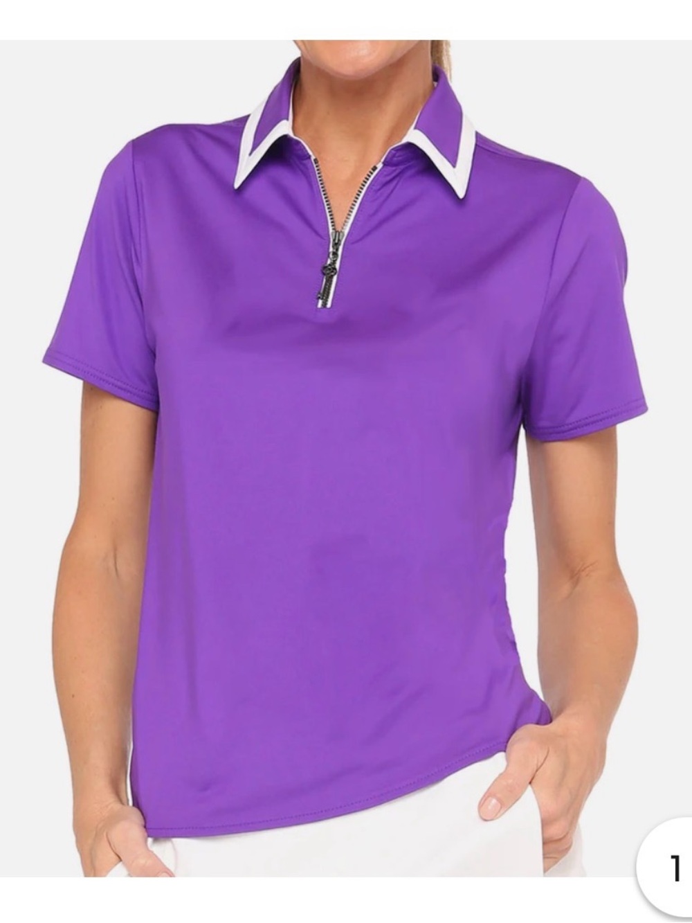 Belyn Key Orchid Purple Birdie Cap sleeve golf shirt size medium